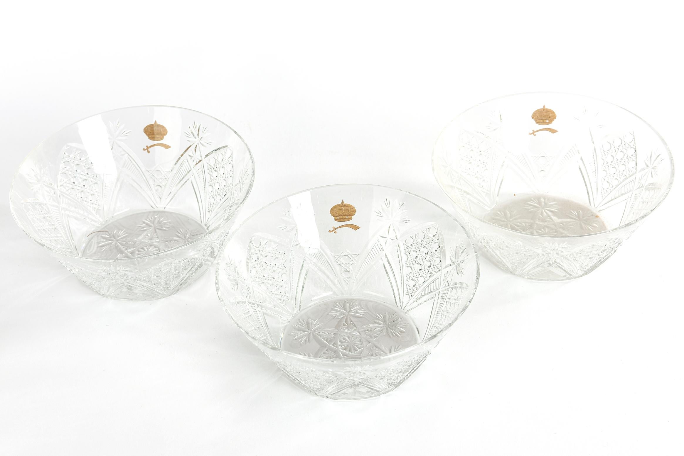 Rare Baccarat Custom Sultan of Brunei Suite of 6 Hand Cut Crystal Bowls In Good Condition In West Palm Beach, FL
