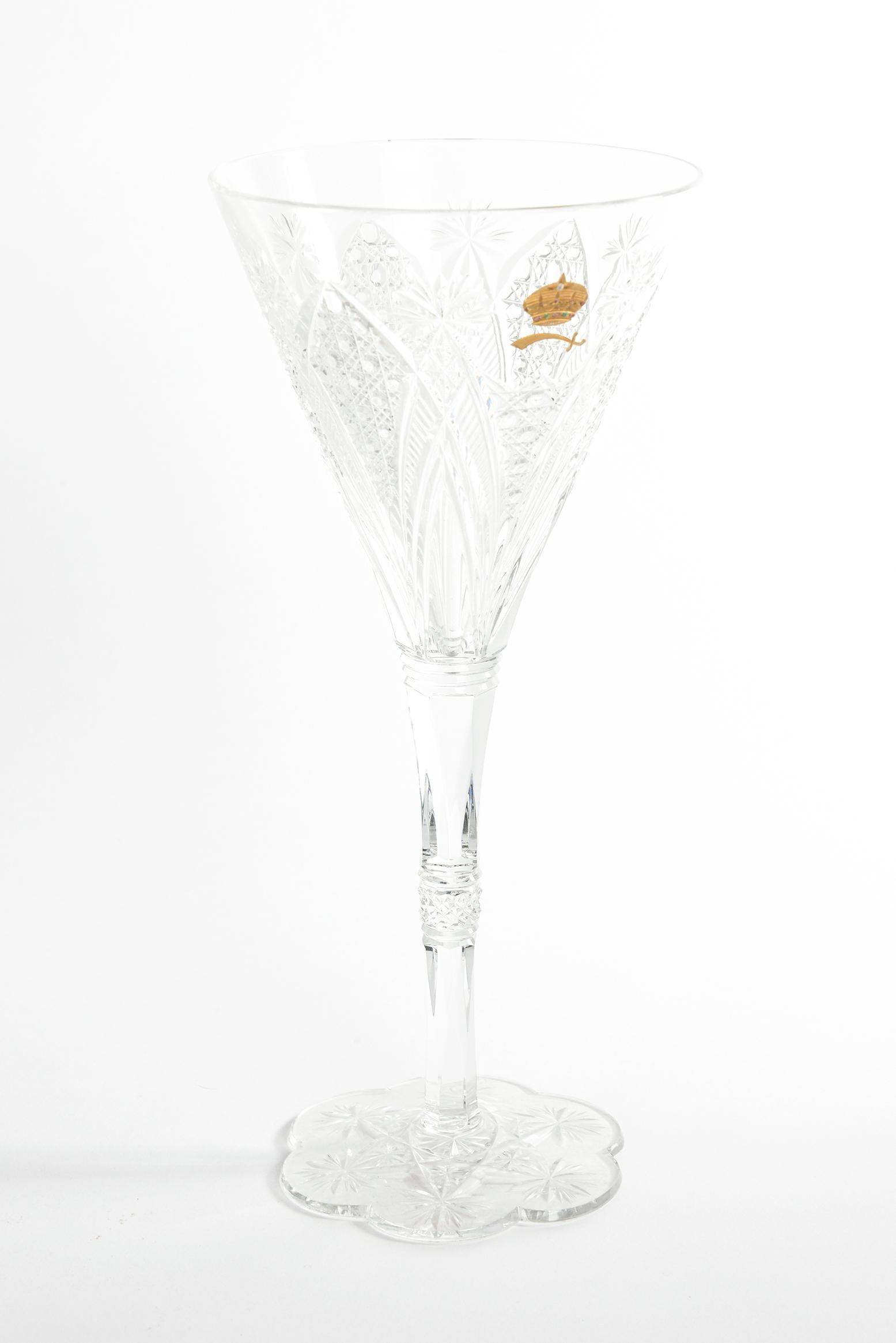 Rare Baccarat Custom Sultan of Brunei Suite of Six Goblets, Handcut Crystal In Good Condition In West Palm Beach, FL