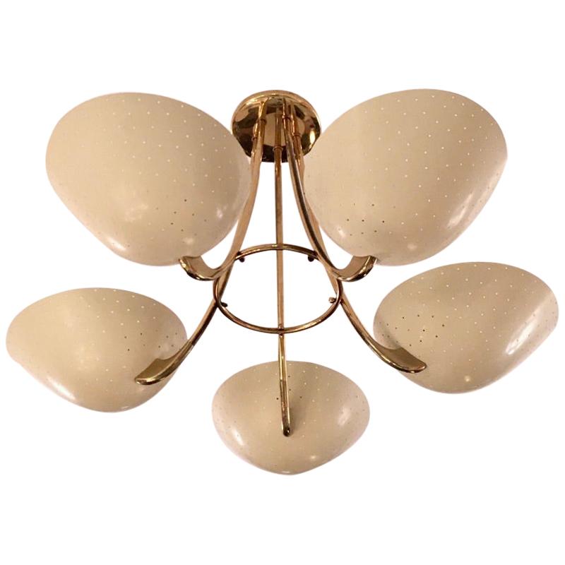 Rare BAG Turgi Brass and Aluminum Chandelier, Switzerland, 1950s