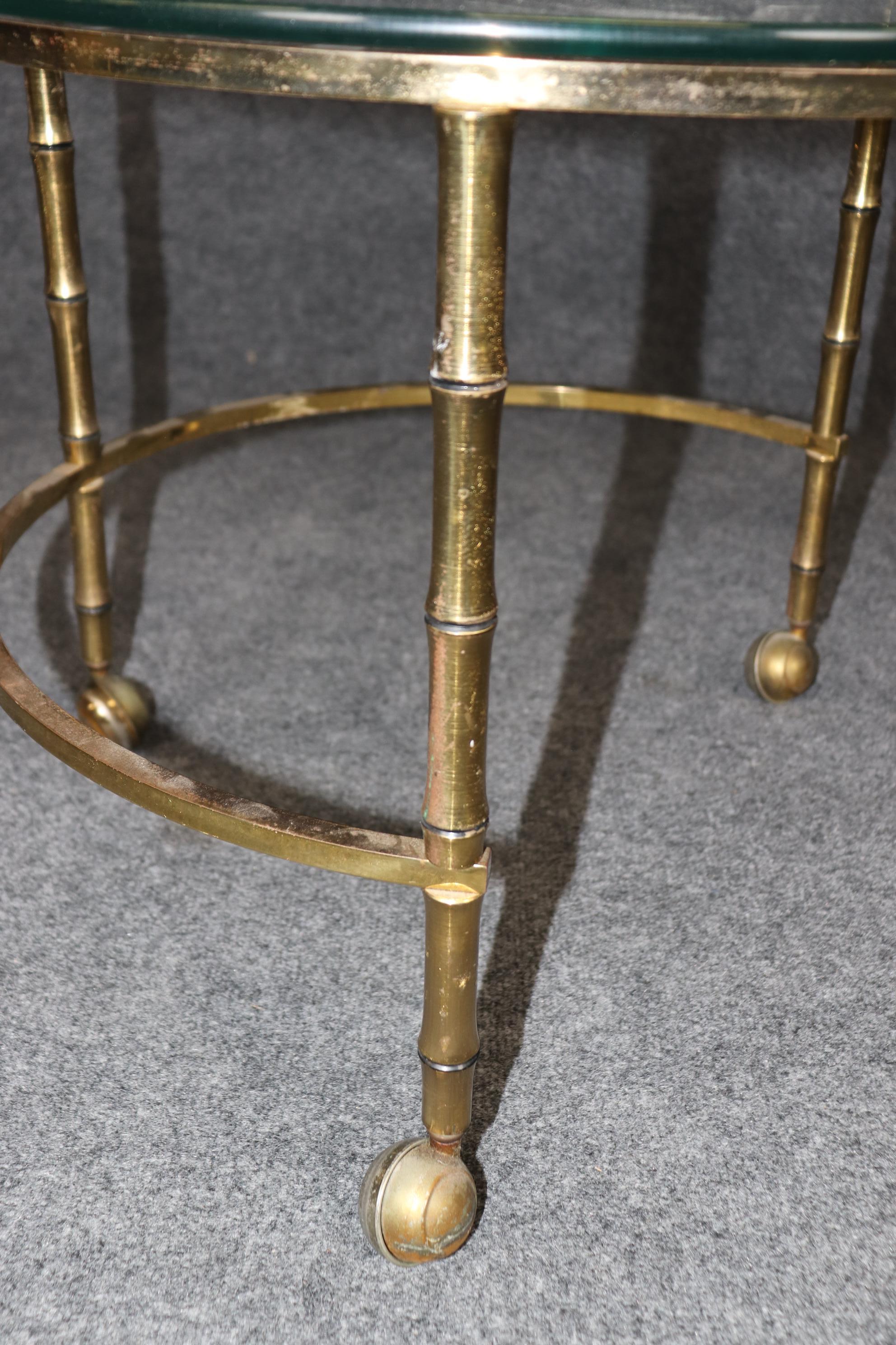 Rare Bagues Style Faux Bamboo Brass Glass Top Extendable Coffee Table 2