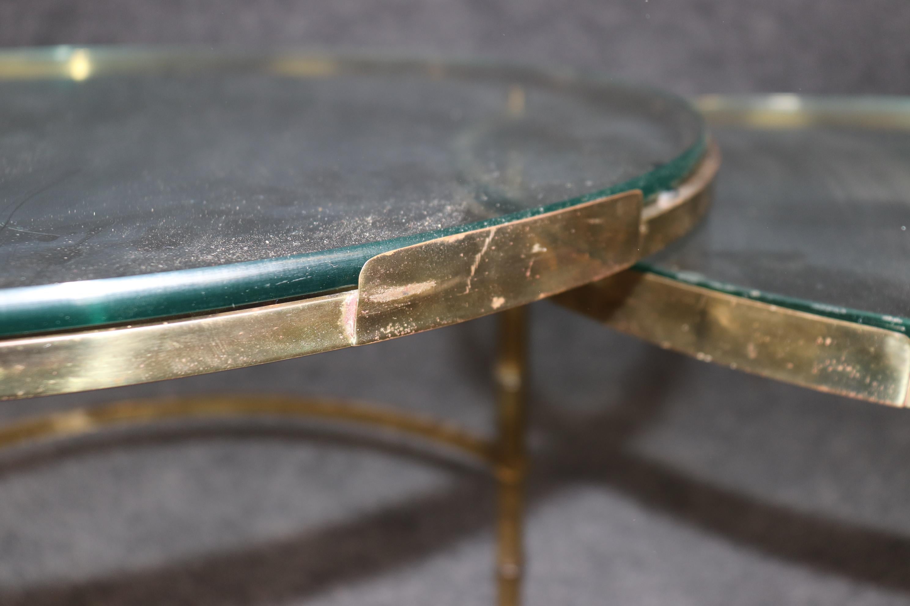 Rare Bagues Style Faux Bamboo Brass Glass Top Extendable Coffee Table 3