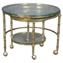 Rare Bagues Style Faux Bamboo Brass Glass Top Extendable Coffee Table