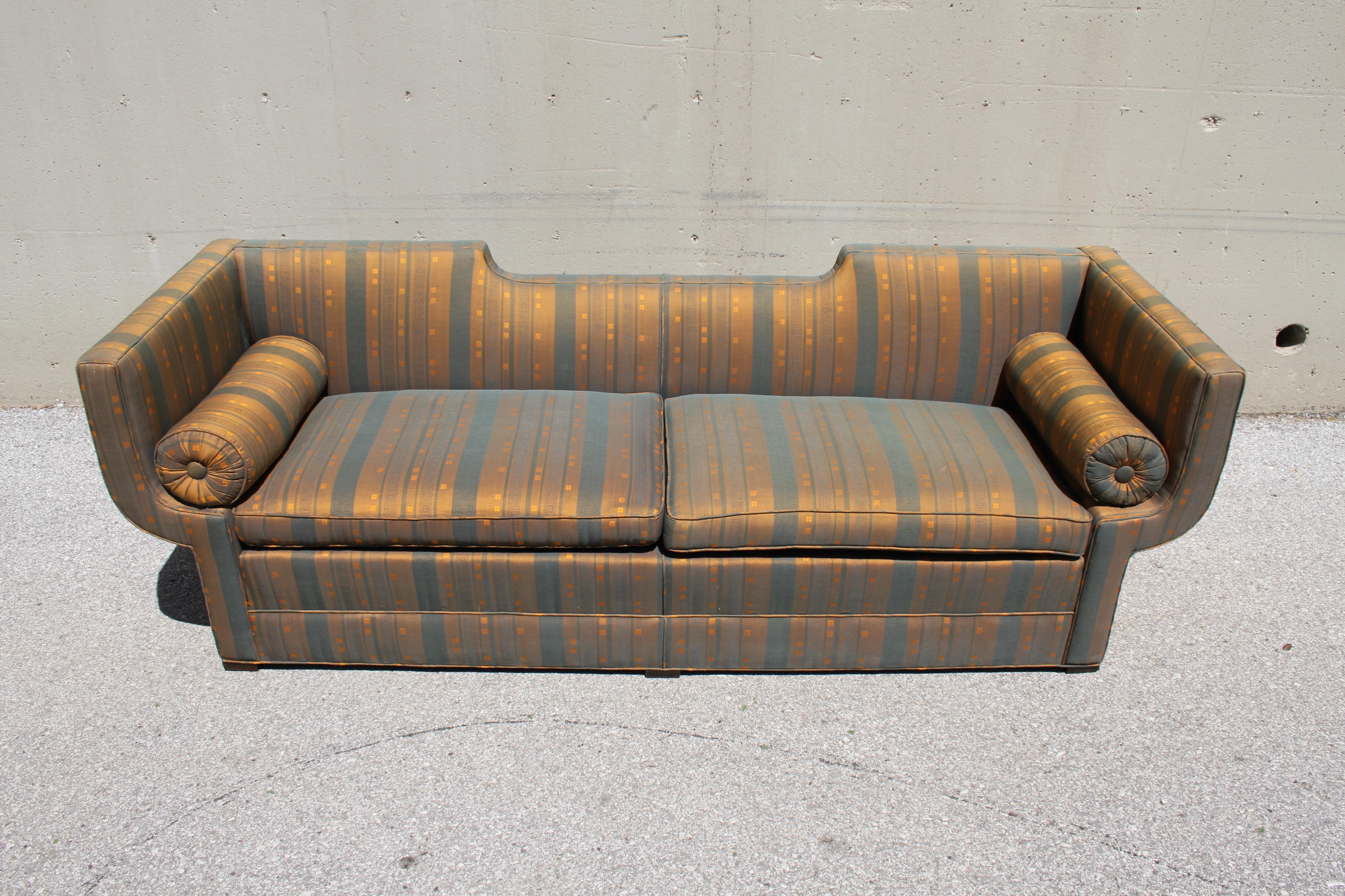Upholstery Rare Baker Furniture Co. Gondola Sofa, Midcentury For Sale