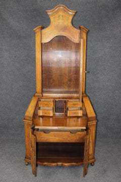 Rare Baker Furniture Co. Italian Rococo Style Walnut Mirrored Secretary Desk