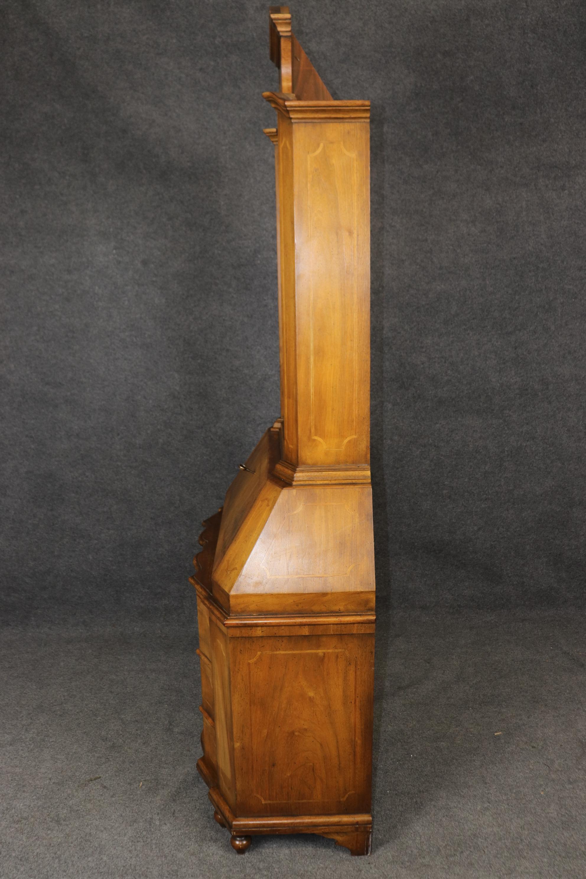 Rare Baker Furniture Co. Italian Rococo Style Walnut Mirrored Secretary Desk In Good Condition For Sale In Swedesboro, NJ