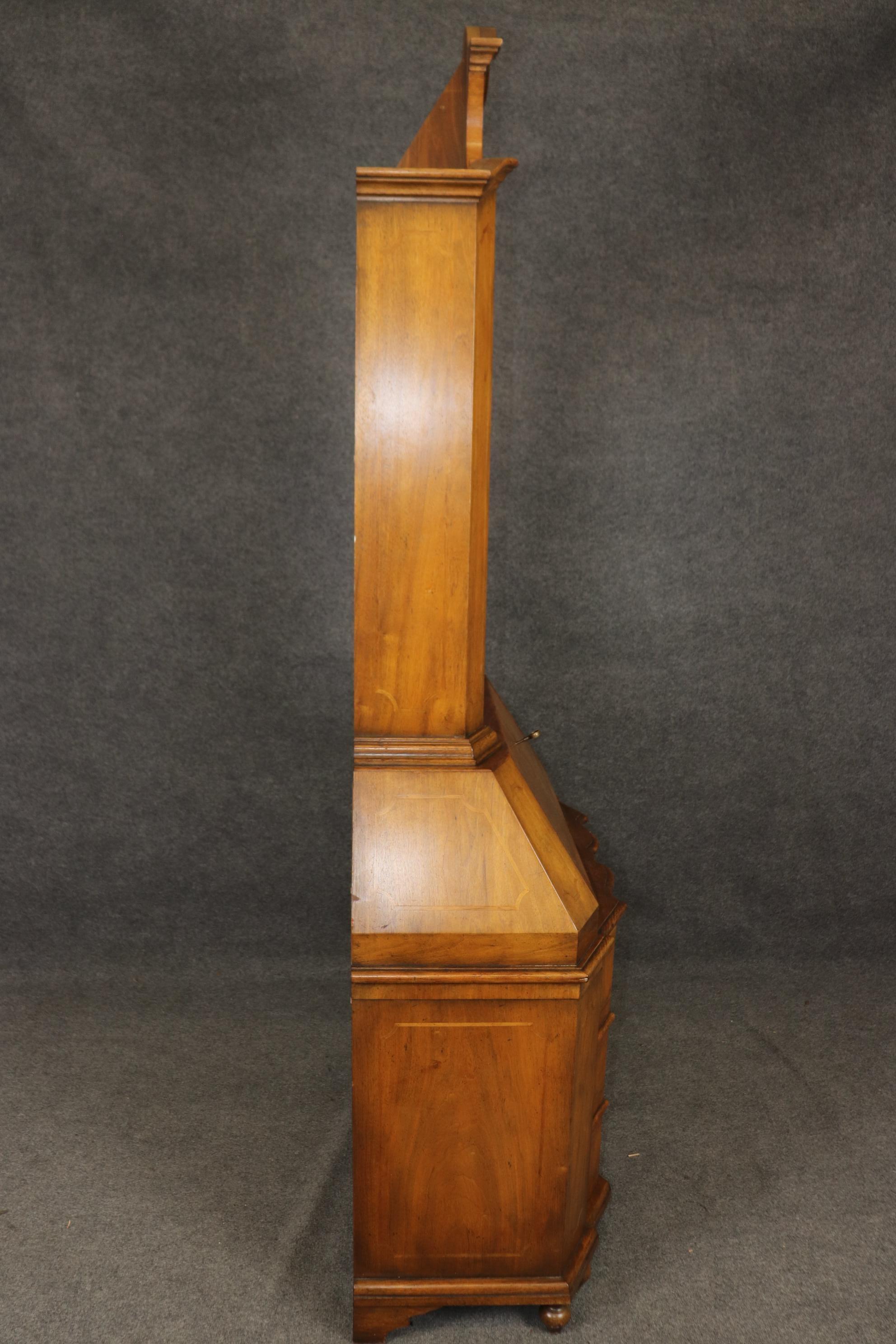 Late 20th Century Rare Baker Furniture Co. Italian Rococo Style Walnut Mirrored Secretary Desk For Sale