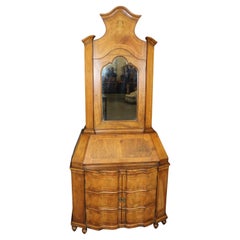 Rare Baker Furniture Co. Italian Rococo Style Walnut Mirrored Secretary Desk