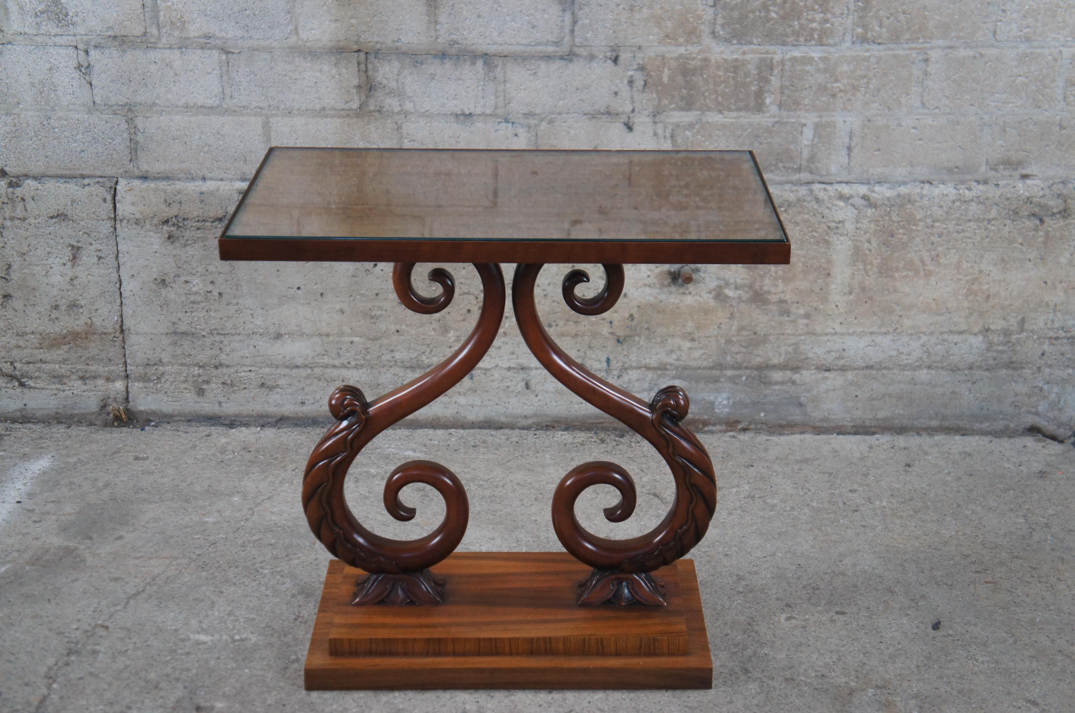 Rare Baker Furniture McMillen Collection Rosewood Scrolled Accent Table Stand For Sale 7