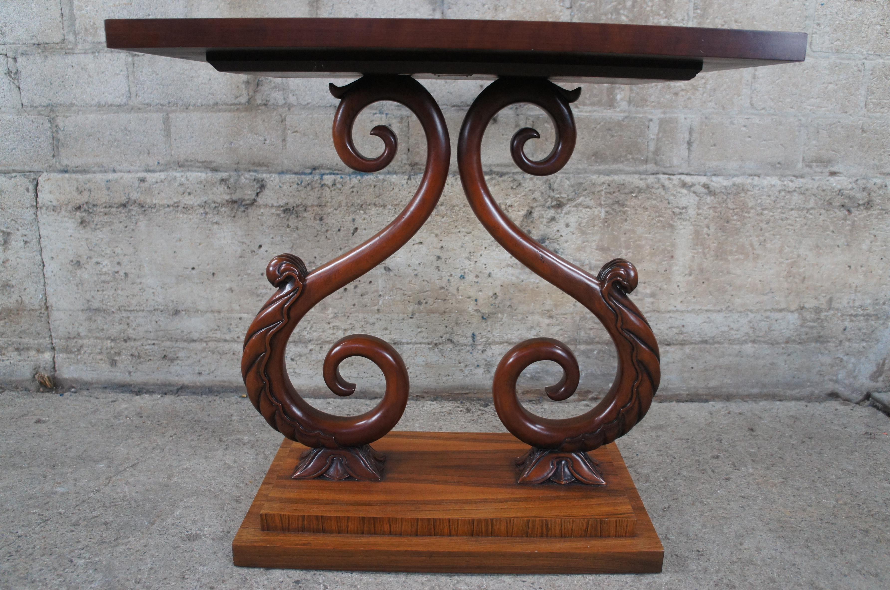 Rare Baker Furniture McMillen Collection Rosewood Scrolled Accent Table Stand For Sale 2