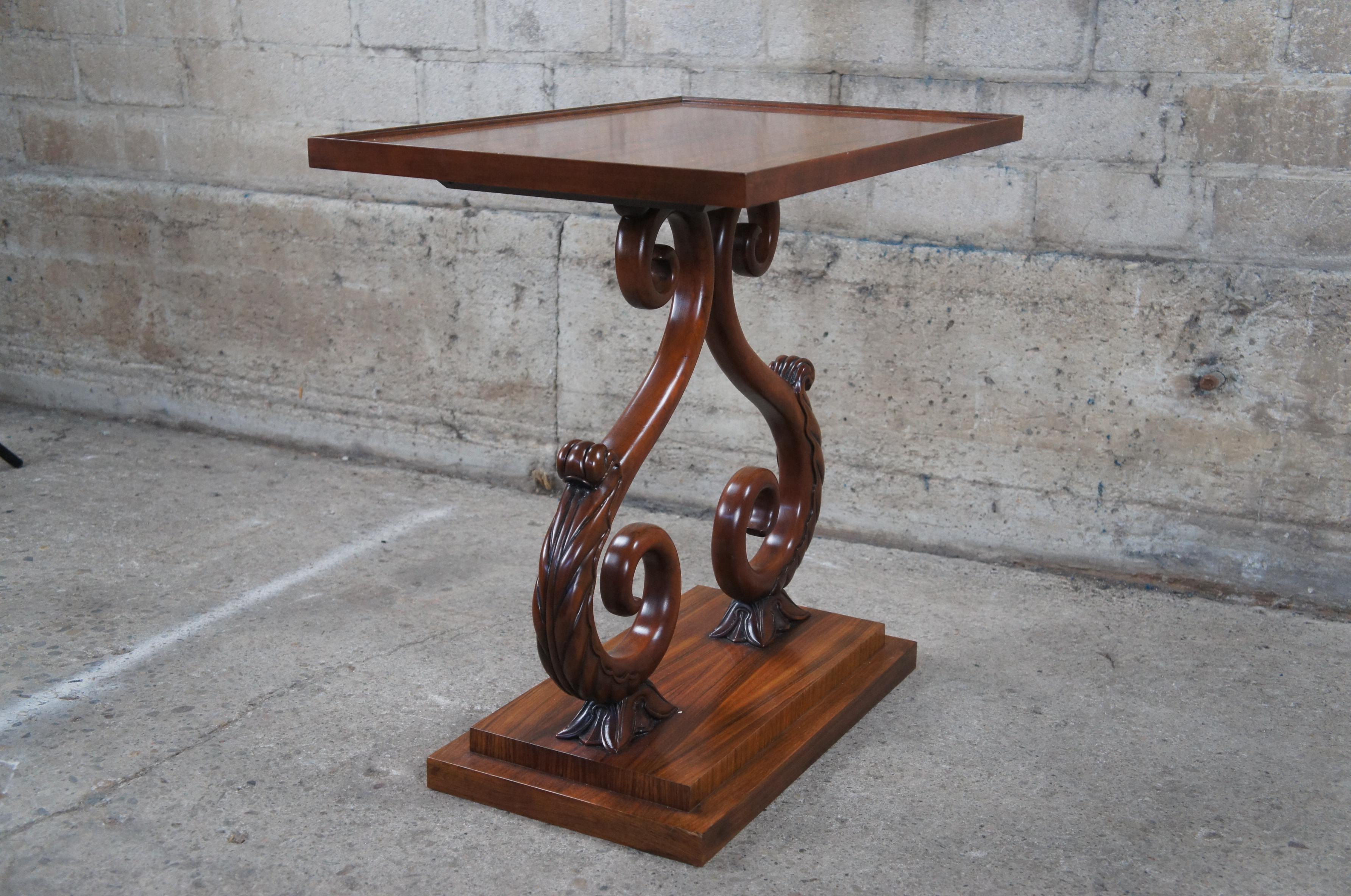 Rare Baker Furniture McMillen Collection Rosewood Scrolled Accent Table Stand For Sale 4