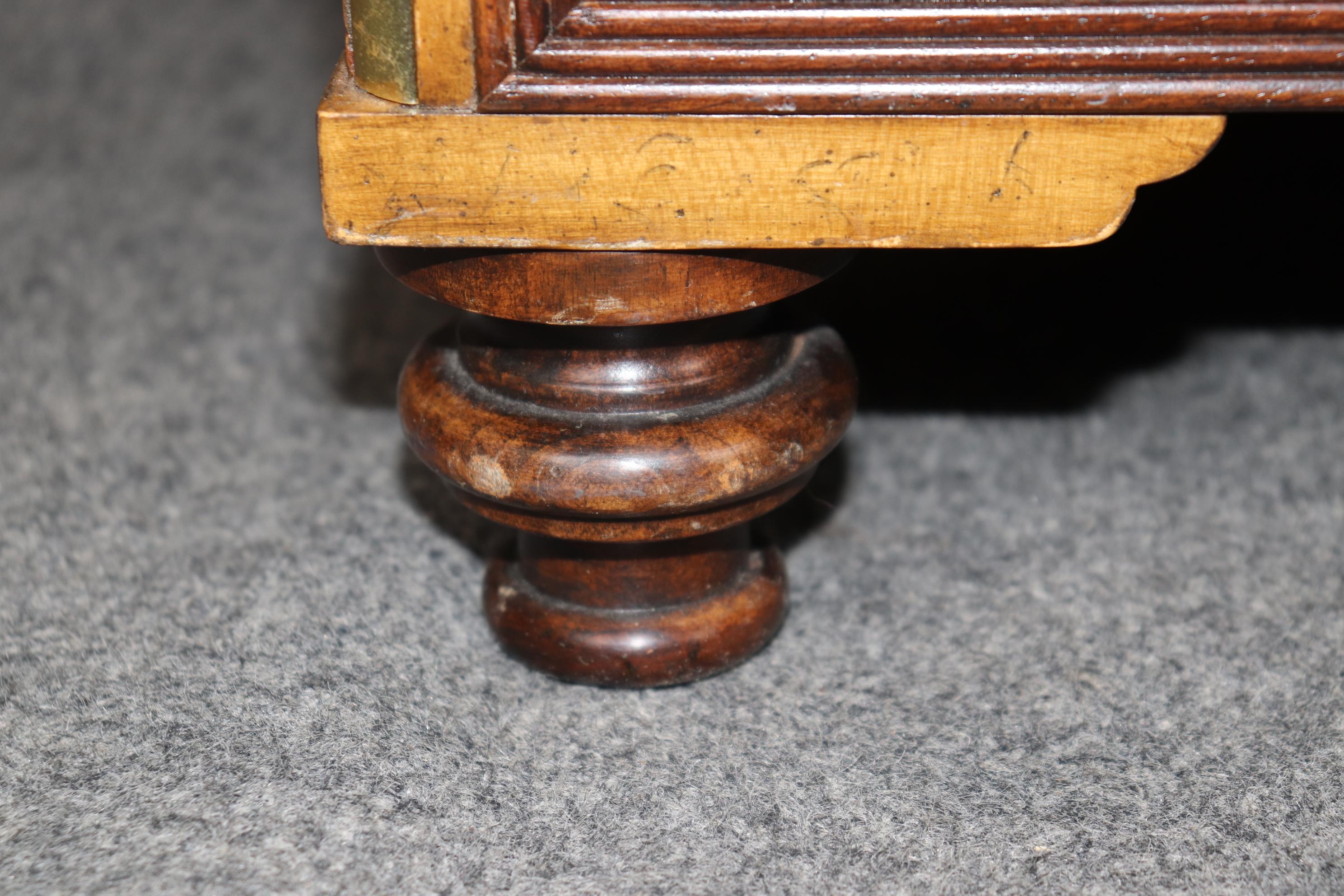 Rare Baker Satinwood Campaign Style Leather Top Desk with Brass Hardware 5