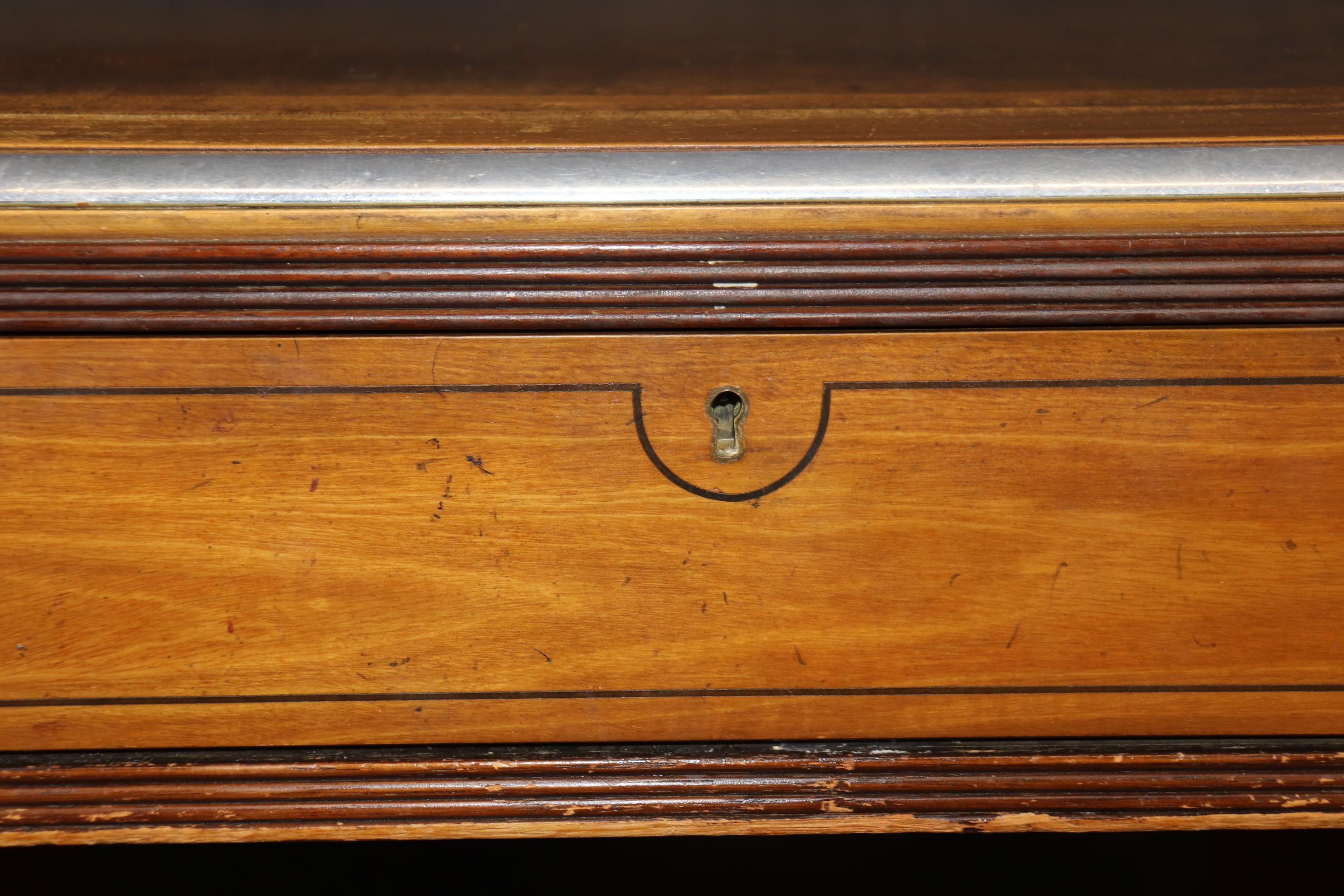 Rare Baker Satinwood Campaign Style Leather Top Desk with Brass Hardware 6