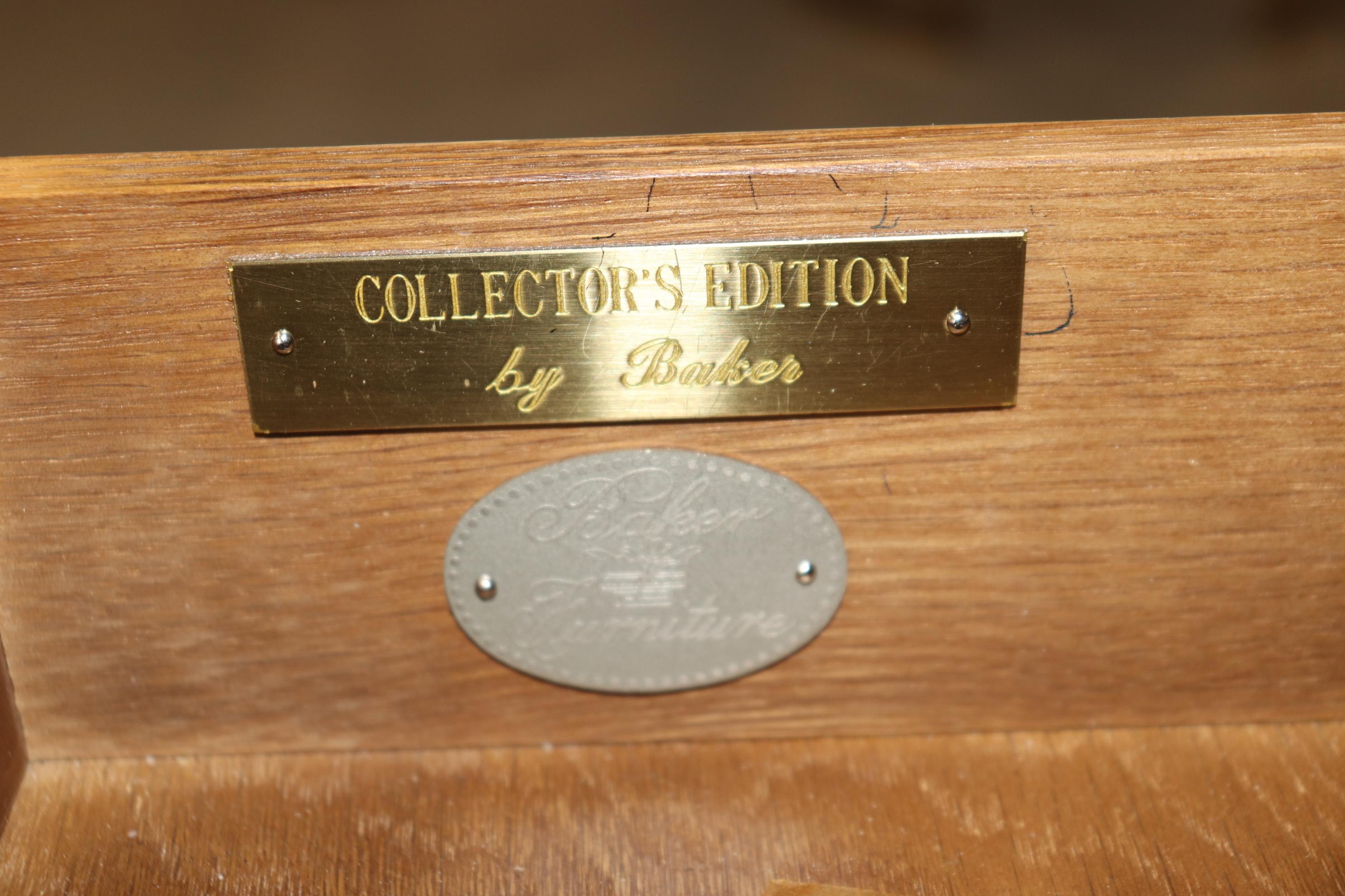 American Rare Baker Satinwood Campaign Style Leather Top Desk with Brass Hardware
