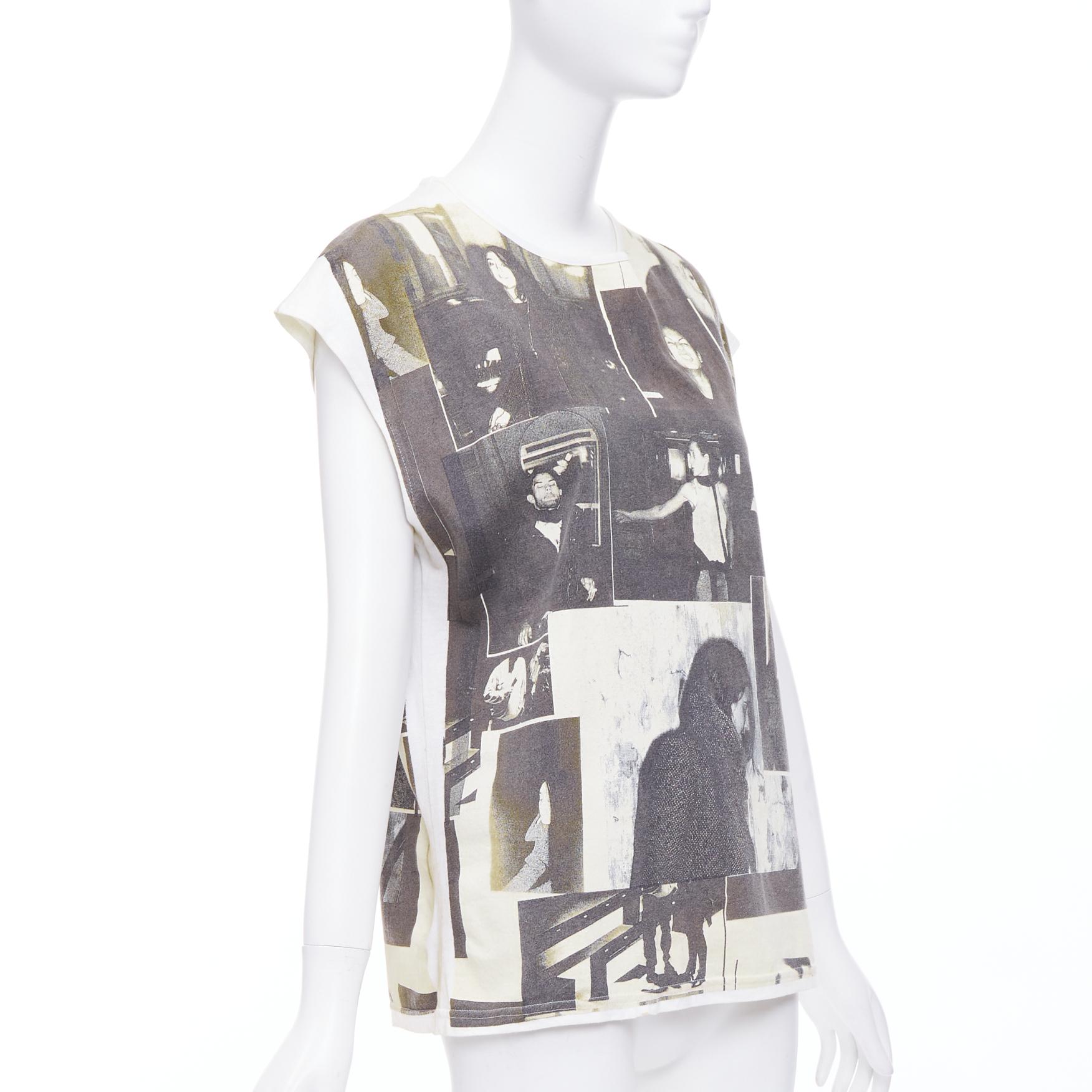 Beige BALENCIAGA Haut rare vintage gris beige et coton imprimé photo FR36 S, 2007 en vente