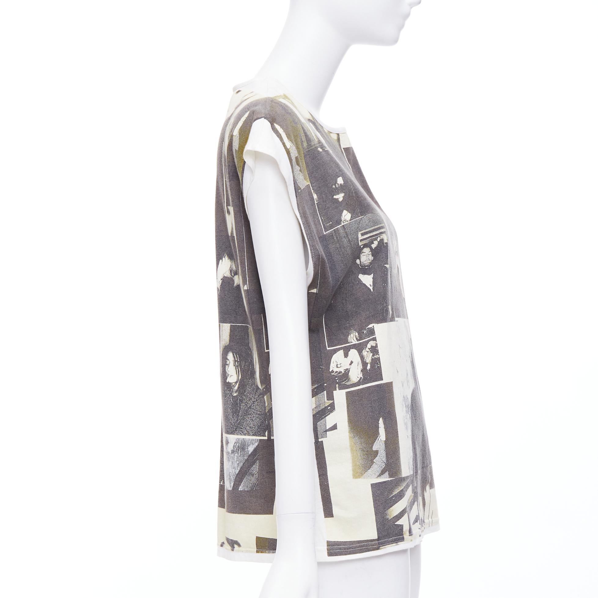 BALENCIAGA Haut rare vintage gris beige et coton imprimé photo FR36 S, 2007 Excellent état - En vente à Hong Kong, NT