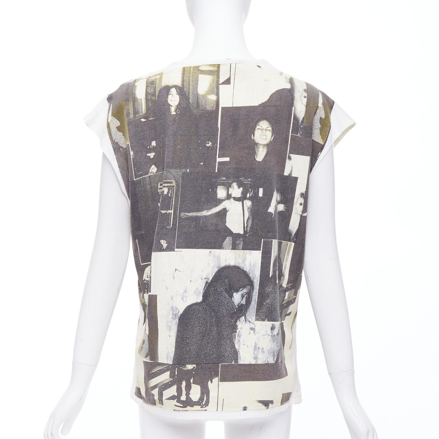 BALENCIAGA Haut rare vintage gris beige et coton imprimé photo FR36 S, 2007 Pour femmes en vente