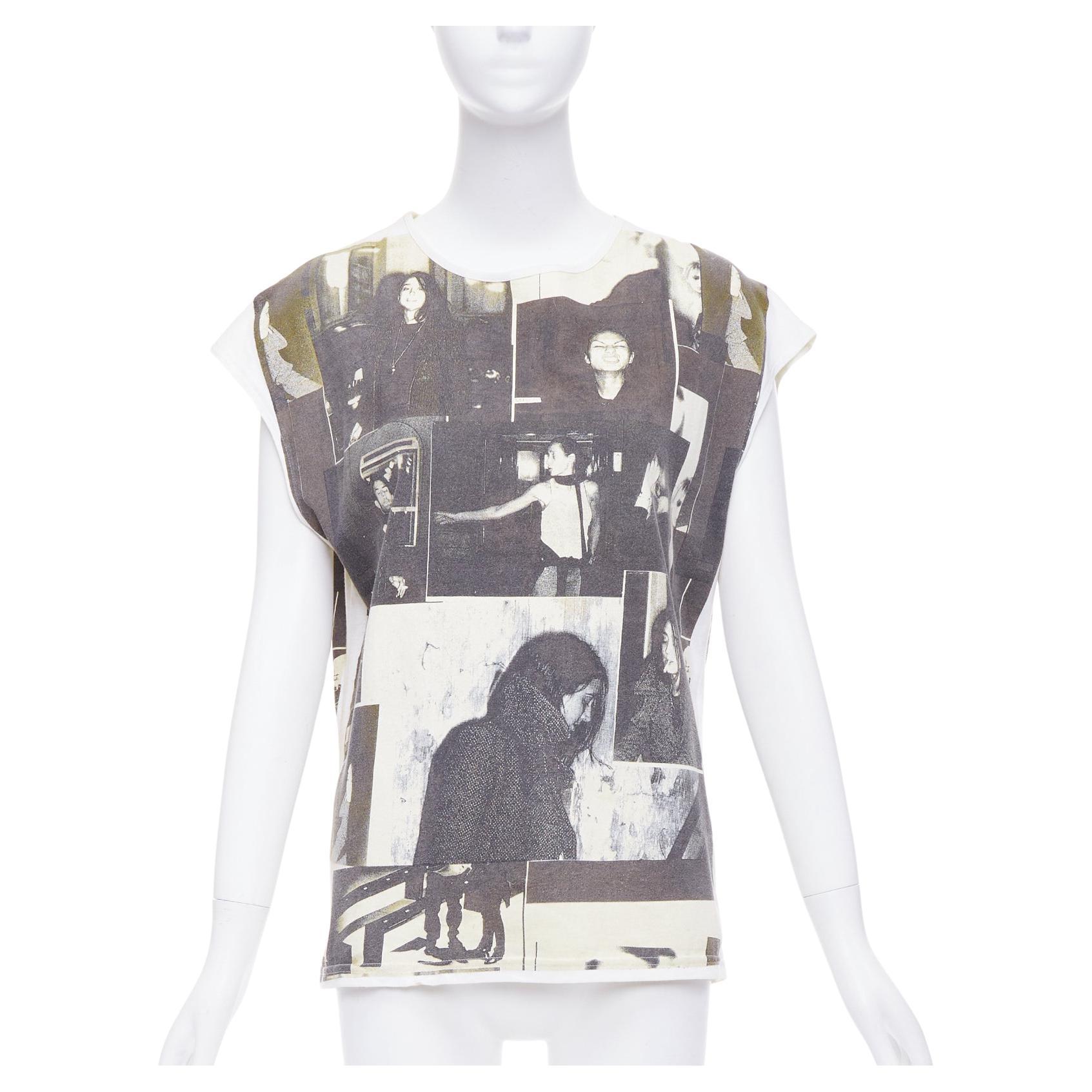 BALENCIAGA Haut rare vintage gris beige et coton imprimé photo FR36 S, 2007 en vente
