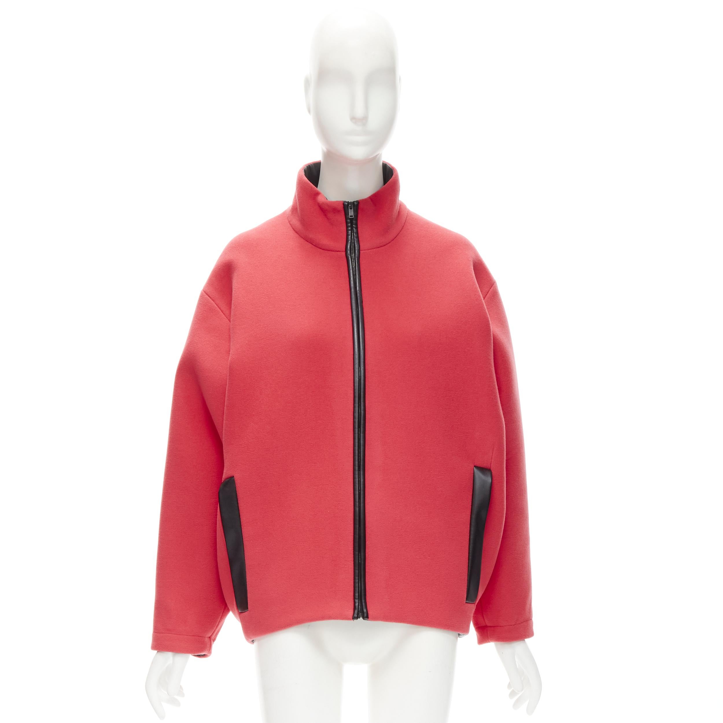 rare BALENCIAGA 2012 Nicolas Ghesquiere red wool cocoon bomber jacket FR34 XS For Sale 3