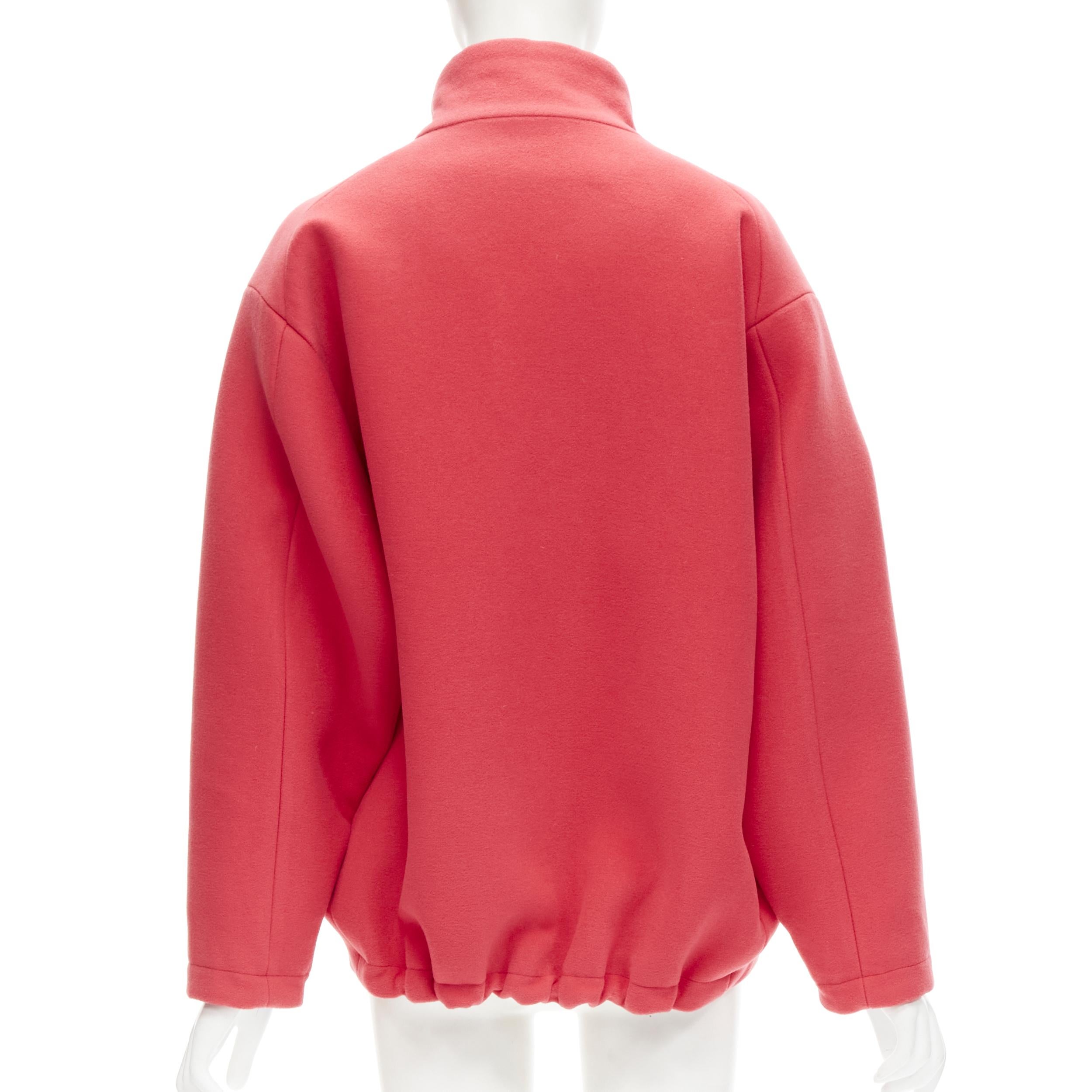 Red rare BALENCIAGA 2012 Nicolas Ghesquiere red wool cocoon bomber jacket FR34 XS For Sale