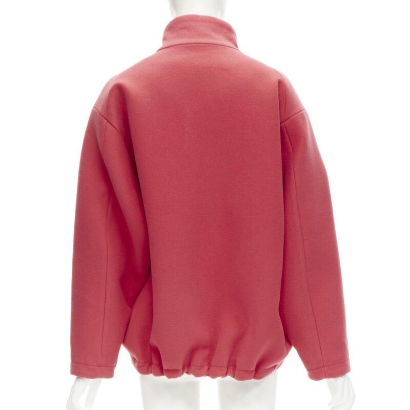 rare BALENCIAGA 2012 Nicolas Ghesquiere red wool cocoon bomber jacket FR34 XS For Sale 1