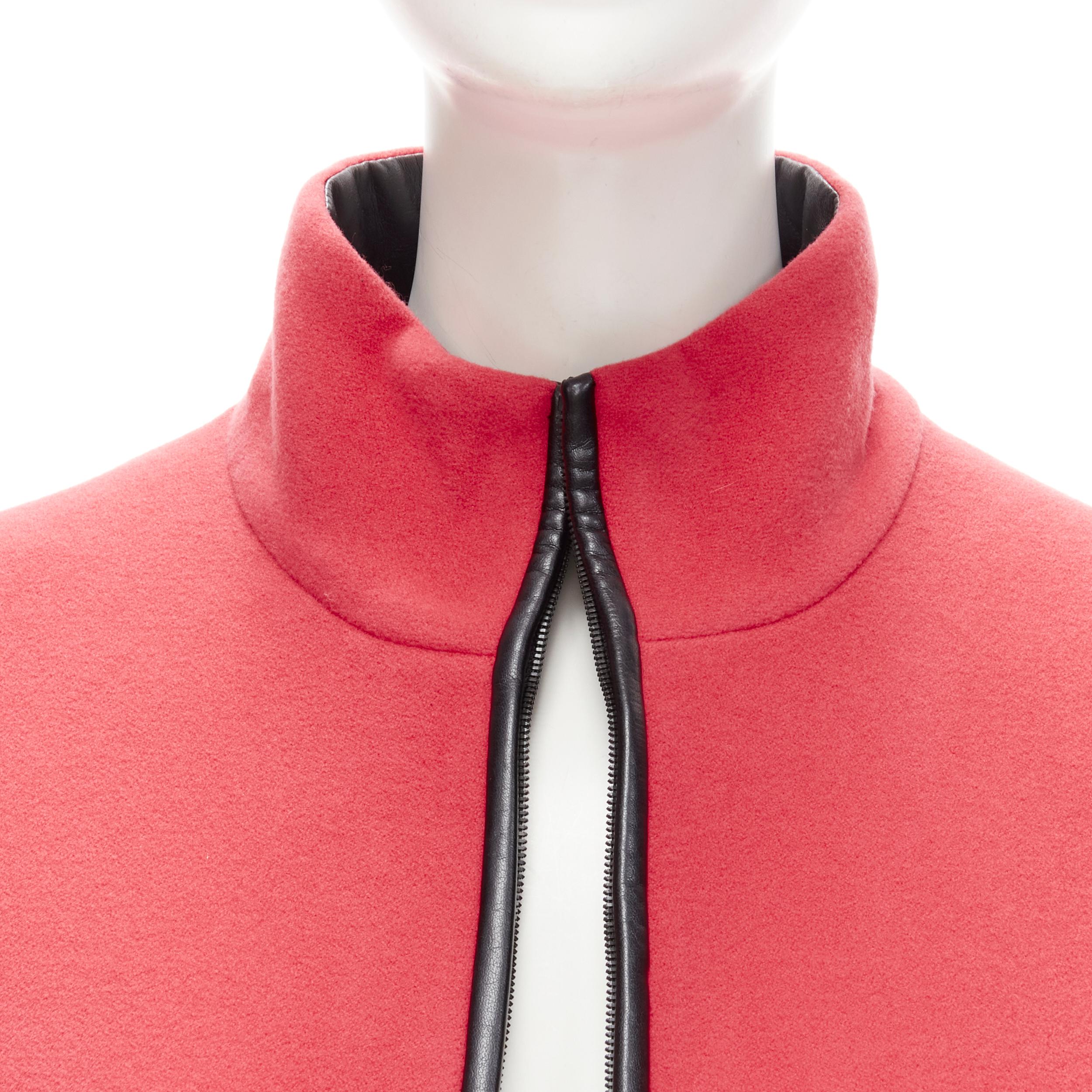 Women's rare BALENCIAGA 2012 Nicolas Ghesquiere red wool cocoon bomber jacket FR34 XS For Sale