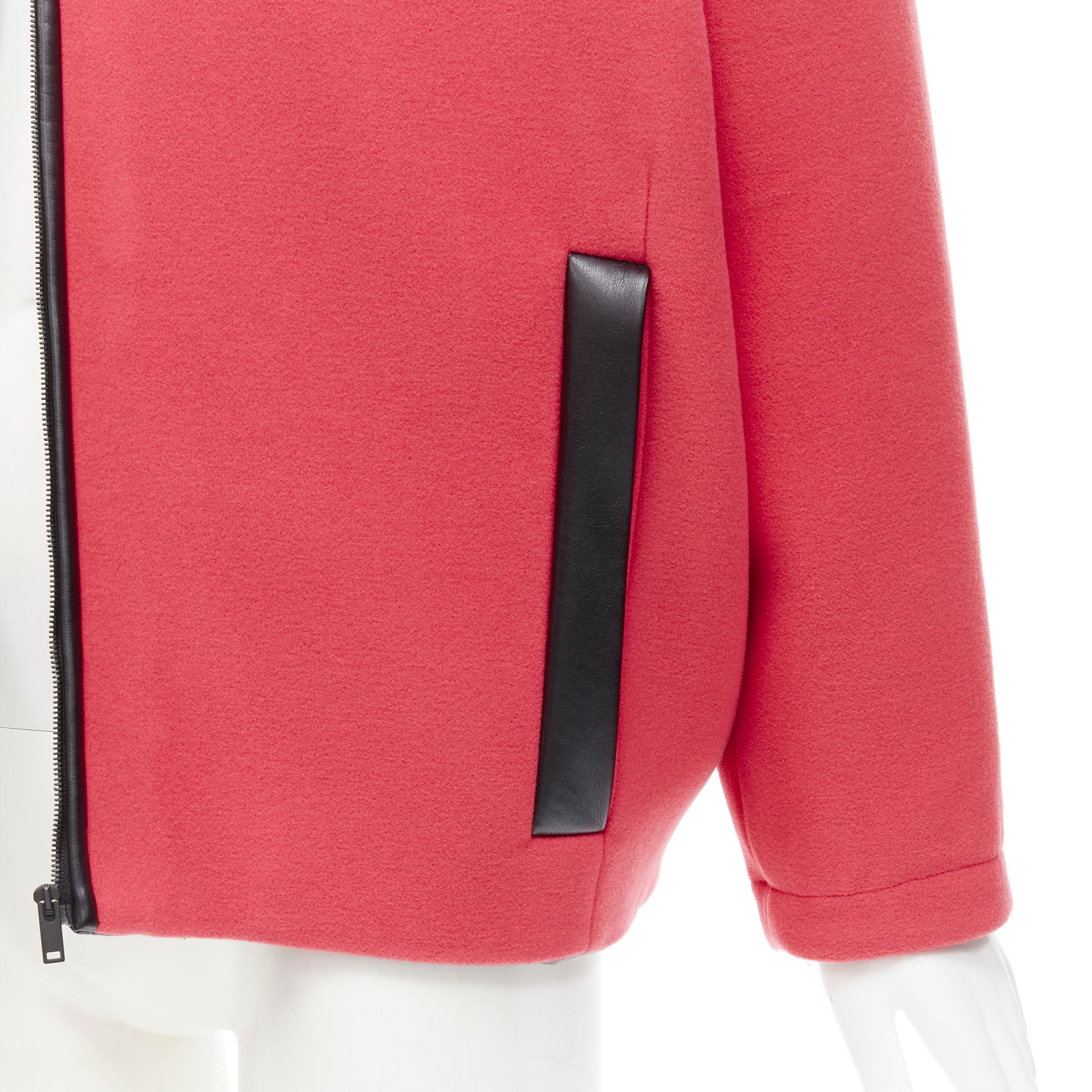 rare BALENCIAGA 2012 Nicolas Ghesquiere red wool cocoon bomber jacket FR34 XS For Sale 1