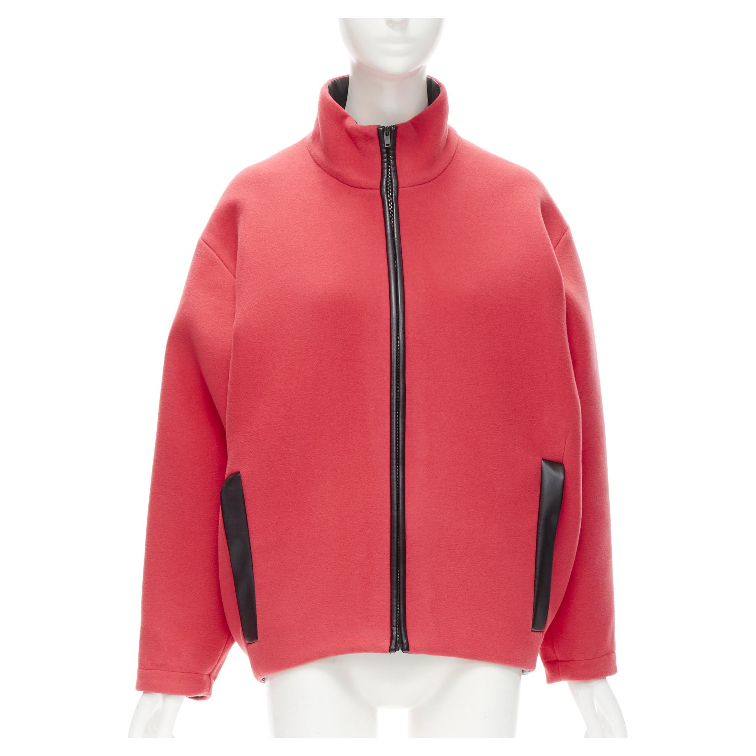 rare BALENCIAGA 2012 Nicolas Ghesquiere red wool cocoon bomber jacket FR34 XS For Sale