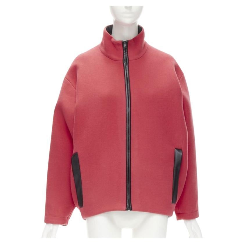 rare BALENCIAGA 2012 Nicolas Ghesquiere red wool cocoon bomber jacket FR34 XS For Sale