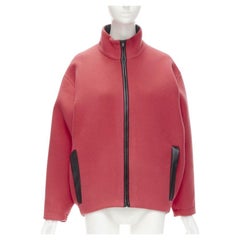 raro BALENCIAGA 2012 Nicolas Ghesquiere rojo lana capullo chaqueta bomber FR34 XS