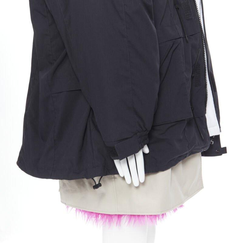 raro BALENCIAGA 2018 Runway Fake Layering 7 strati giacca parka rosa foderata di pelliccia XL in vendita 4