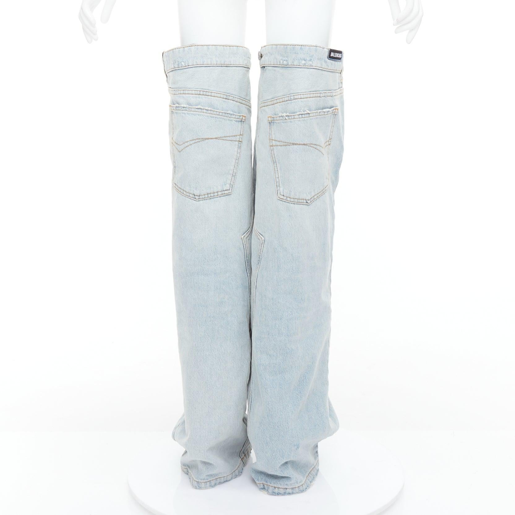 BALENCIAGA 2023 Bottes à talons hauts en denim Falkon avec rabat sur le genou EU39 Pour femmes en vente