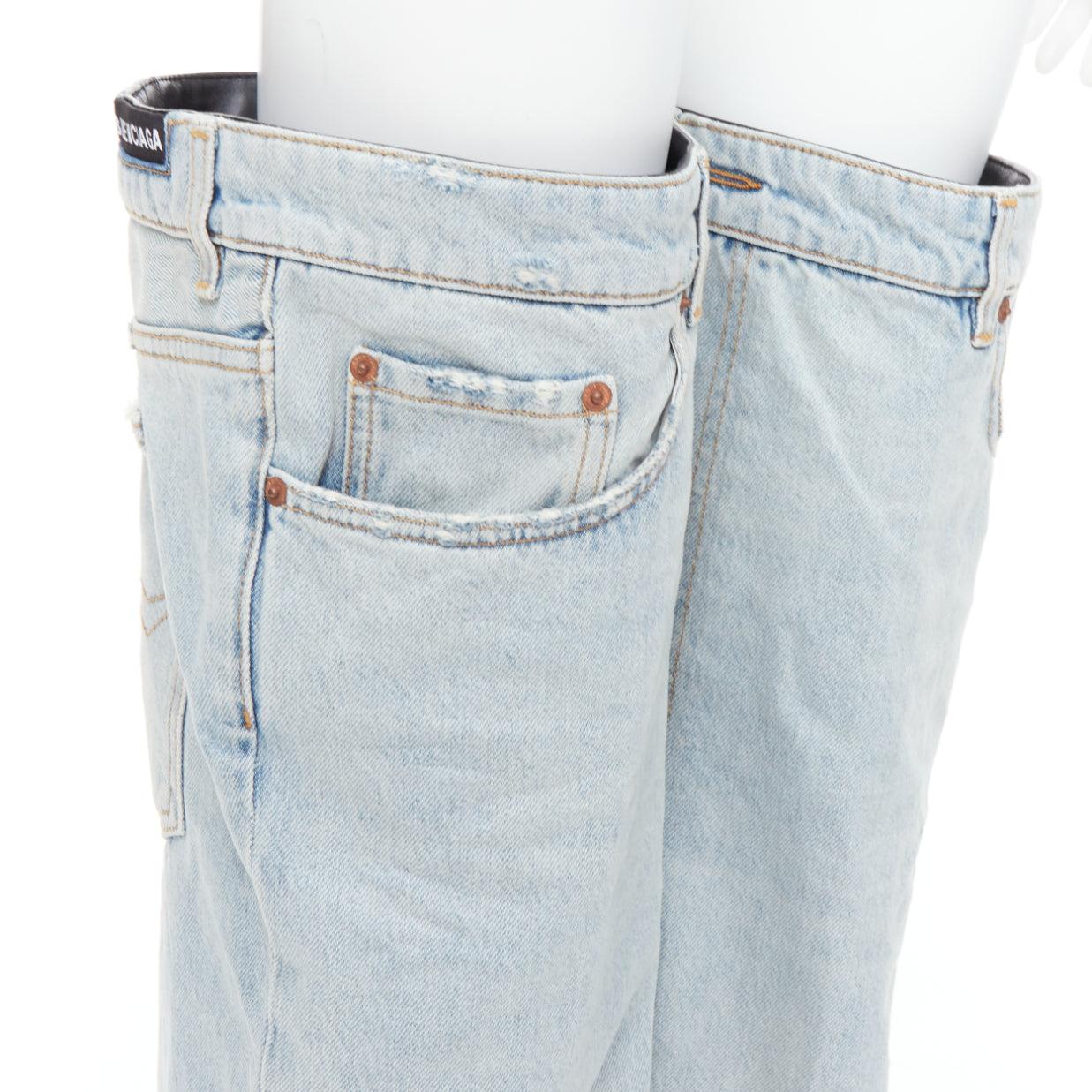 BALENCIAGA 2023 Bottes à talons hauts en denim Falkon avec rabat sur le genou EU39 en vente 2
