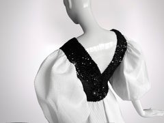 Rare BALENCIAGA Archival Couture Evening Gown White Black Dress