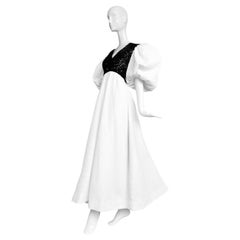Retro Rare BALENCIAGA Archival Couture Evening Gown White Black Dress