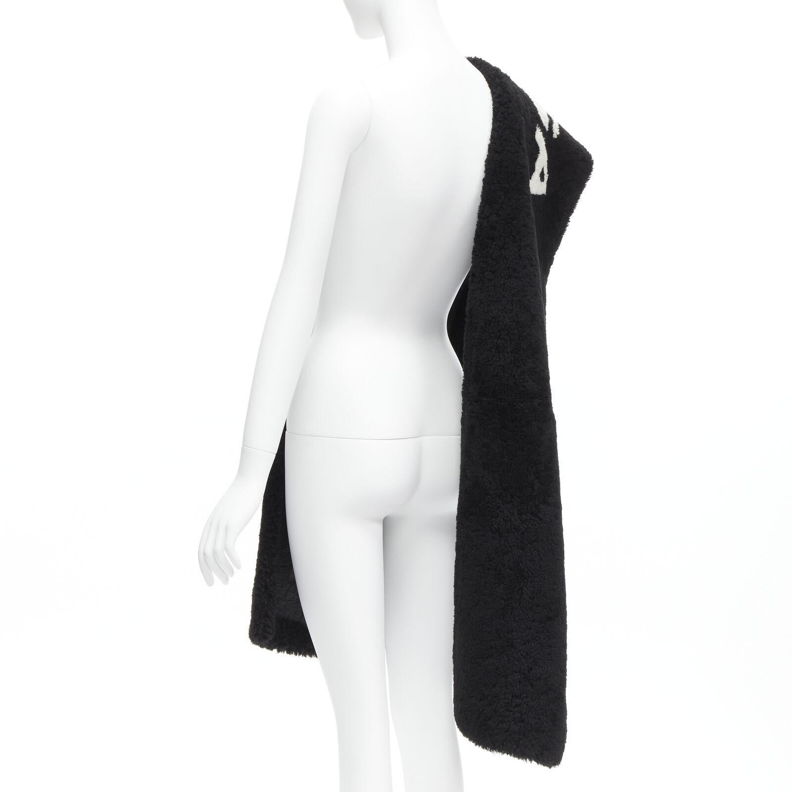 rare BALENCIAGA Demna 2016 Runway iconic B&W logo lambskin shearling fur scarf 1