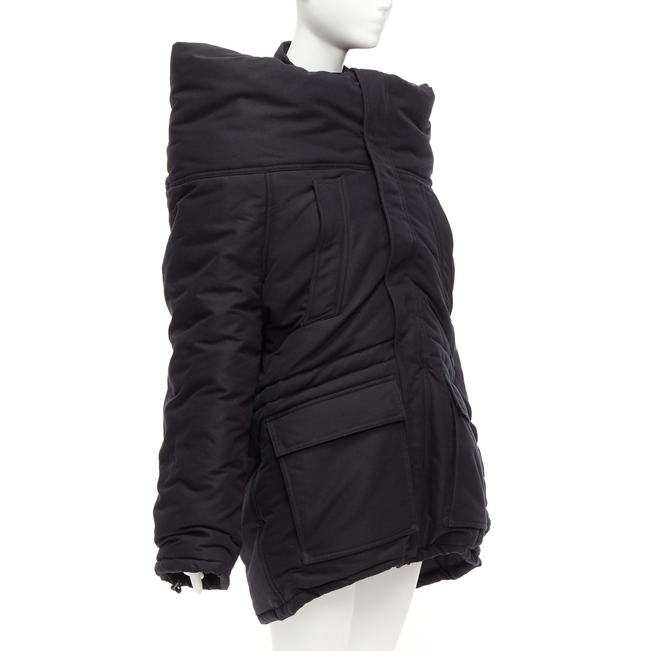 Black rare BALENCIAGA Demna 2021 Runway CB Parka deconstructed ski jacket FR34 XS For Sale