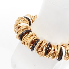 Seltenes BALENCIAGA Demna Artisanal Multi Gold-Gliederarmband mit schwarzen und weißen Ringen