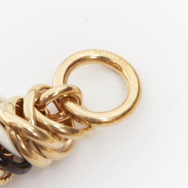 Women's rare BALENCIAGA Demna Artisanal multi gold black white rings linked bracelet For Sale
