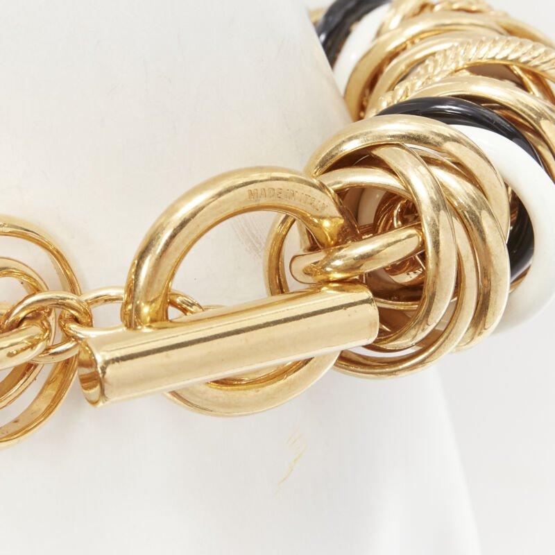 rare BALENCIAGA Demna Artisanal multi gold black white rings linked bracelet For Sale 1