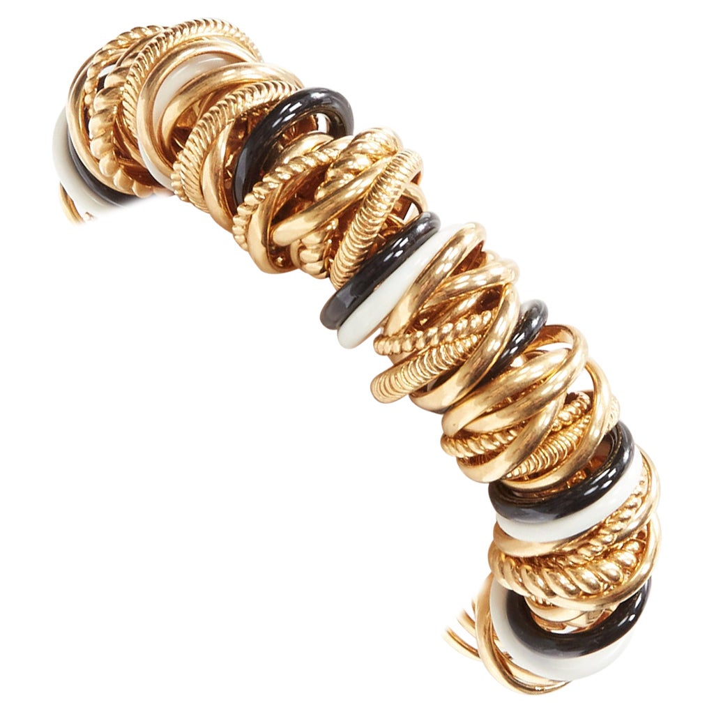 rare BALENCIAGA Demna Artisanal multi gold black white rings linked bracelet