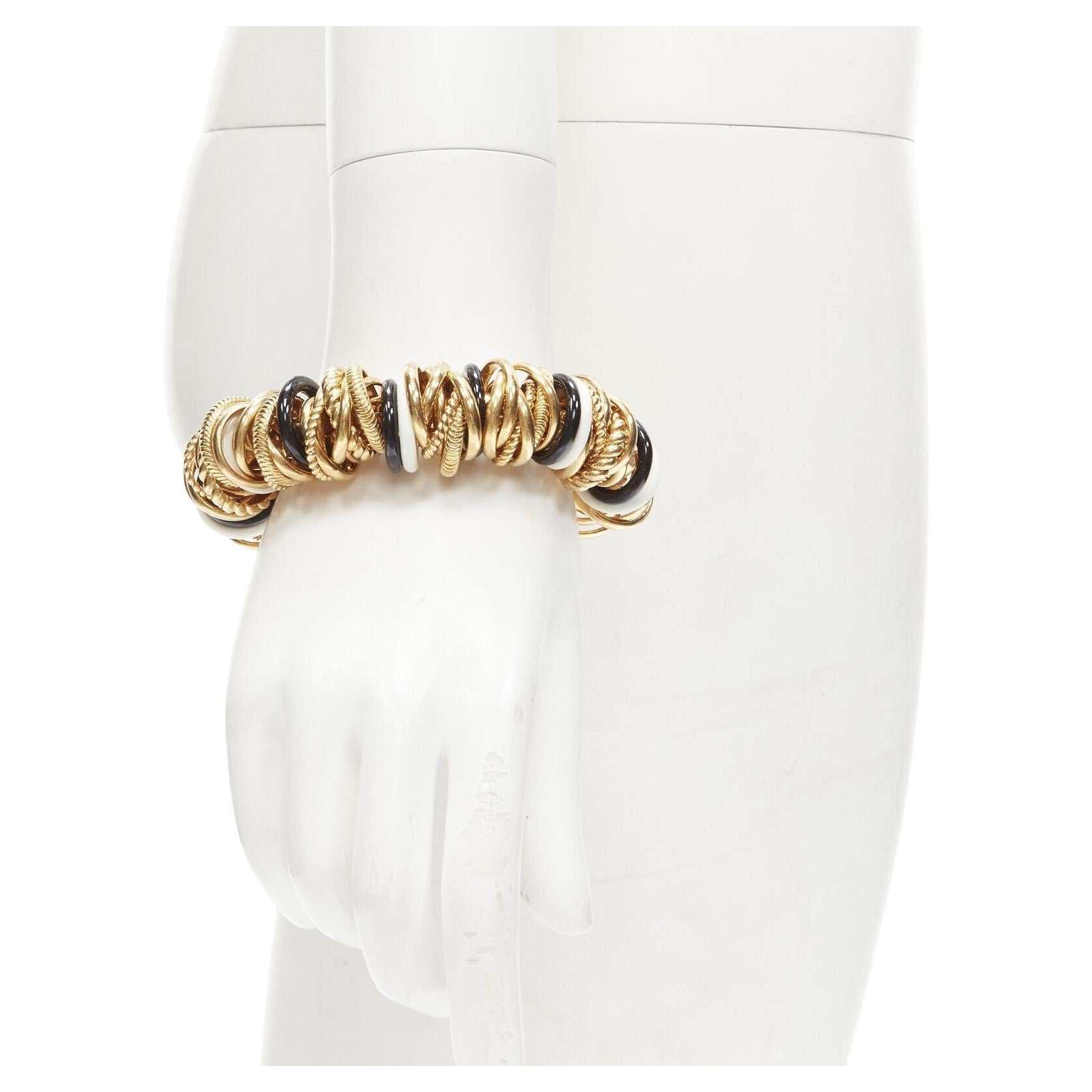 BALENCIAGA Bracelet linéaire Demna artisanal rare en or noir et blanc en vente