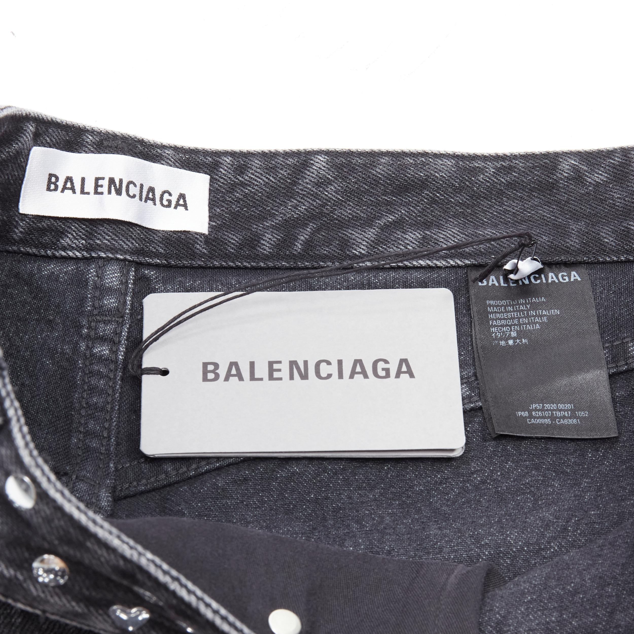 rare BALENCIAGA DEMNA black denim silver star heart stud embellished jeans S For Sale 4