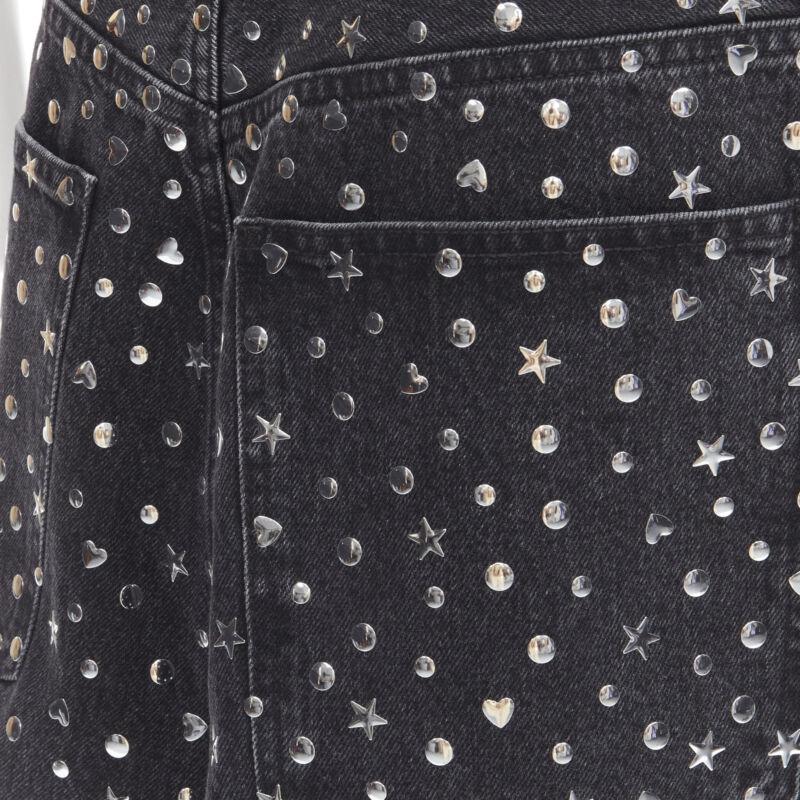 rare BALENCIAGA DEMNA black denim silver star heart stud embellished jeans S 4
