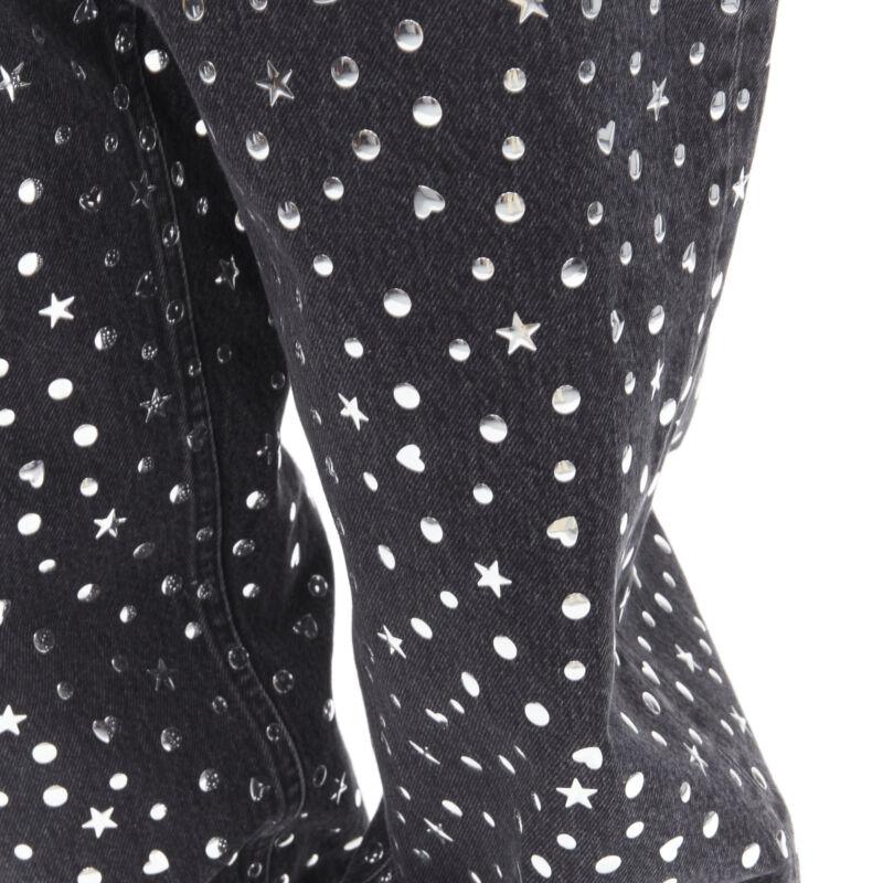 rare BALENCIAGA DEMNA black denim silver star heart stud embellished jeans S 5