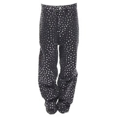 rare BALENCIAGA DEMNA black denim silver star heart stud embellished jeans S