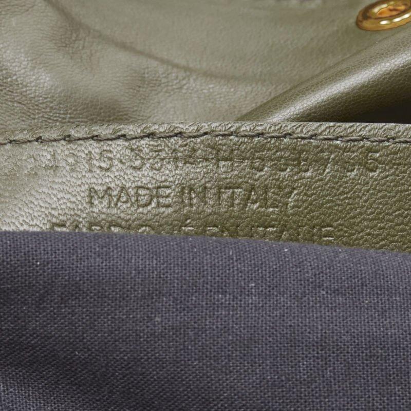 rare BALENCIAGA khaki green leather gold buckle Motocross flap clutch bag 6