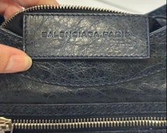 Balenciaga '10 Giant Hip Bag Motocross Midnight Blue Lambskin Leather Studs RARE