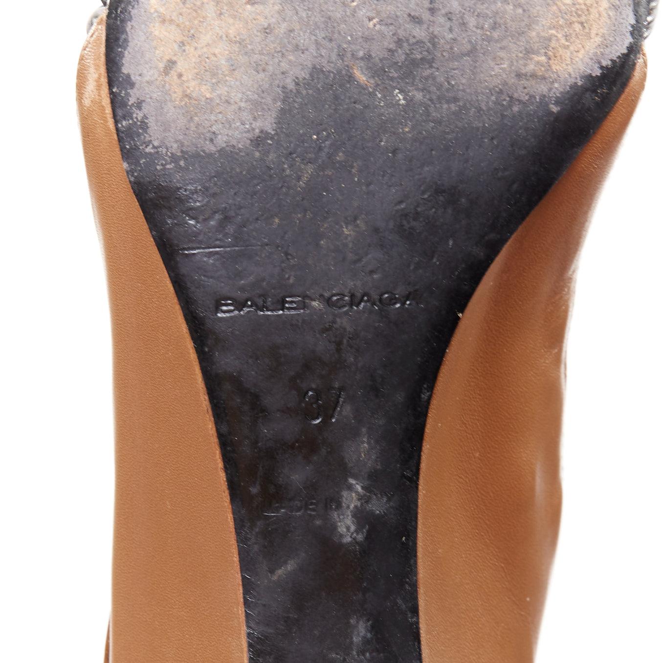 raro BALENCIAGA Nicolas Ghesquiere marrón negro hebilla alambrada botín EU37 en venta 6