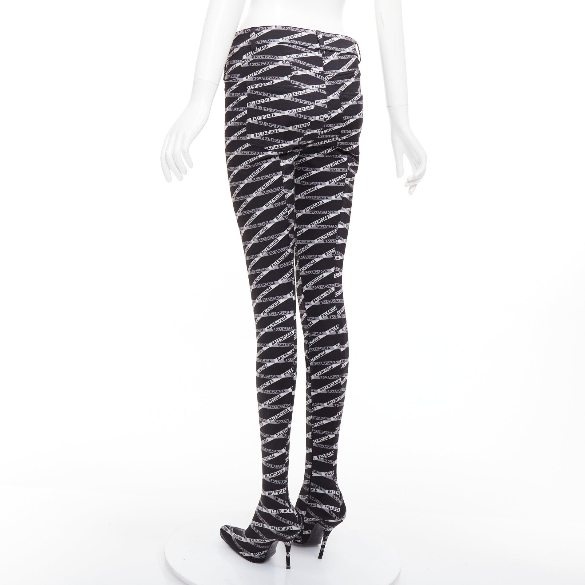 Women's rare BALENCIAGA Runway Demna Pantashoe logo high heel boots pants IT38 EU37 For Sale