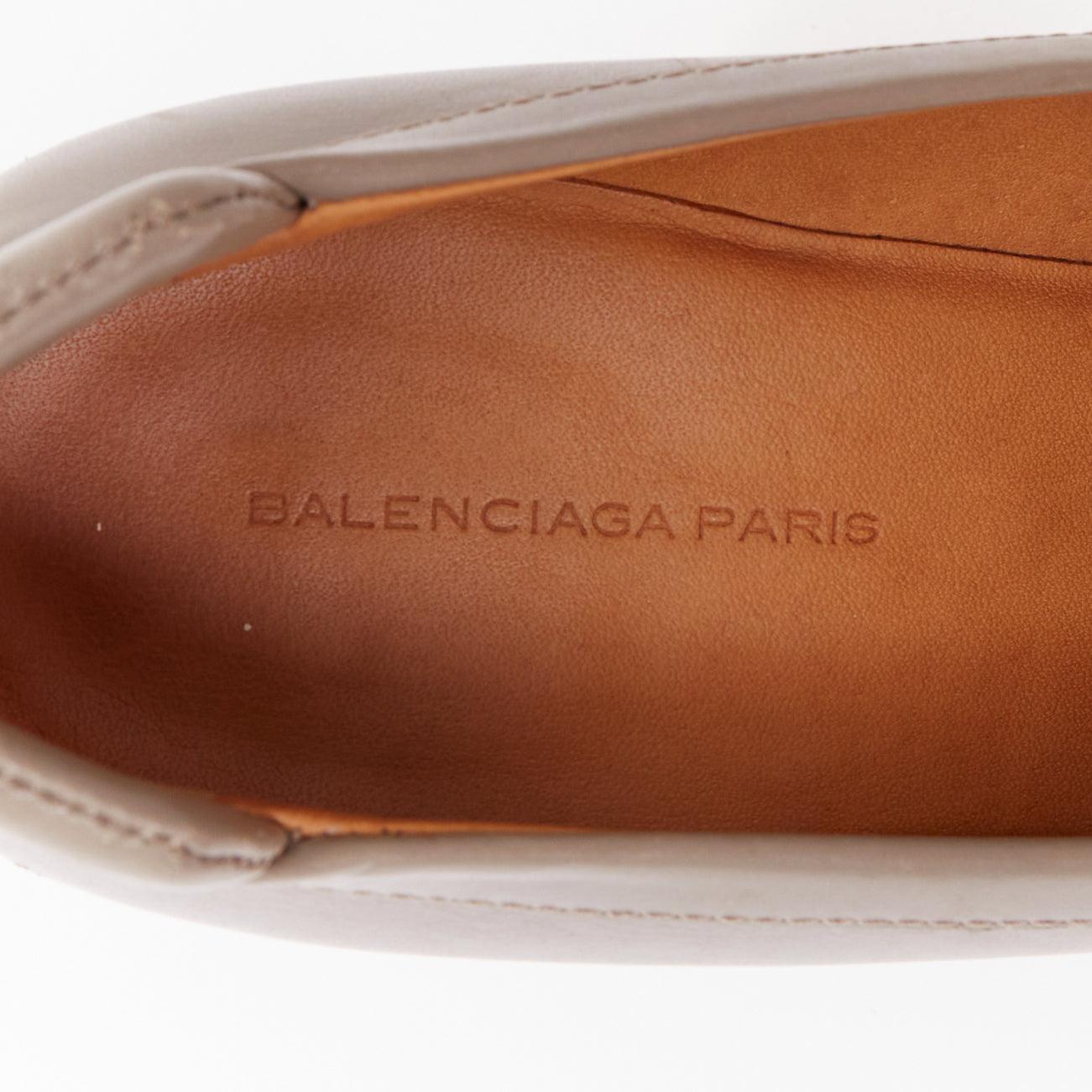 rare BALENCIAGA Vintage grey leather colourful wooden block heel loafer EU37 For Sale 5